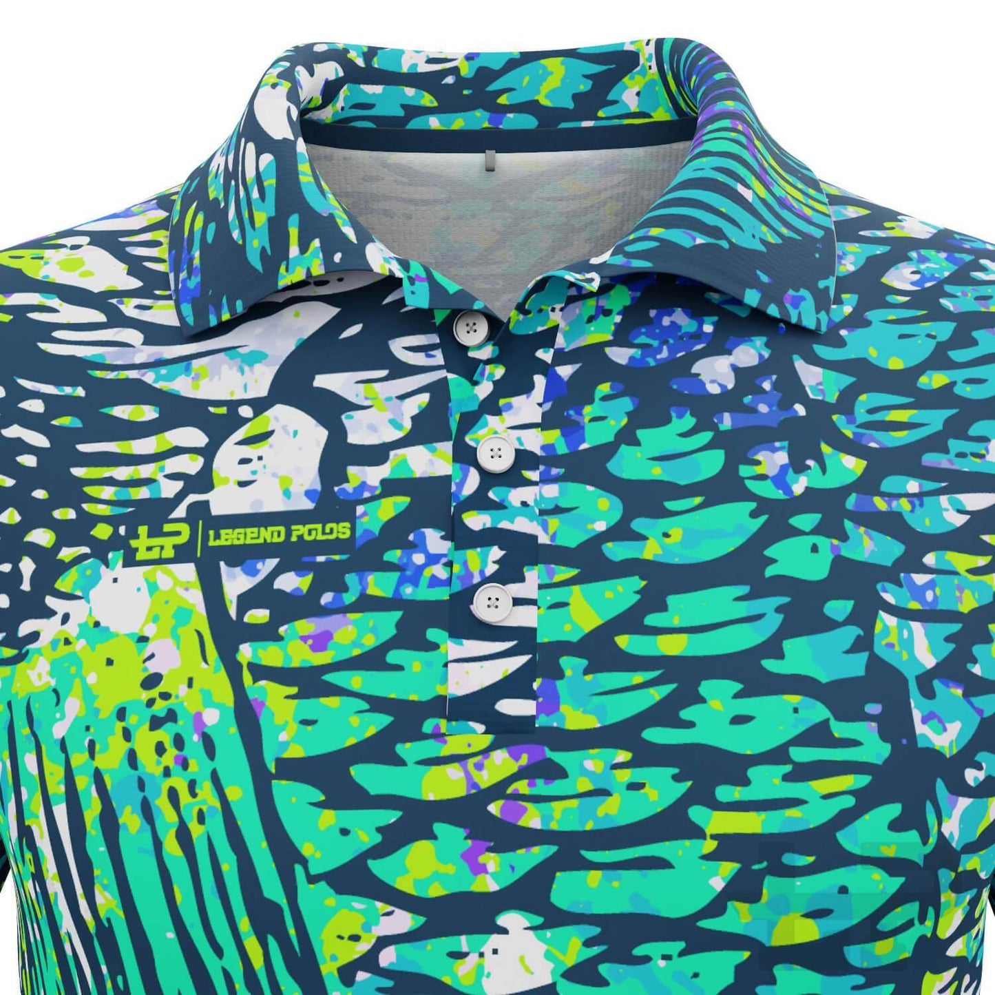 Men's Green Scales Long Sleeve Fishing Shirt - Legend Polos