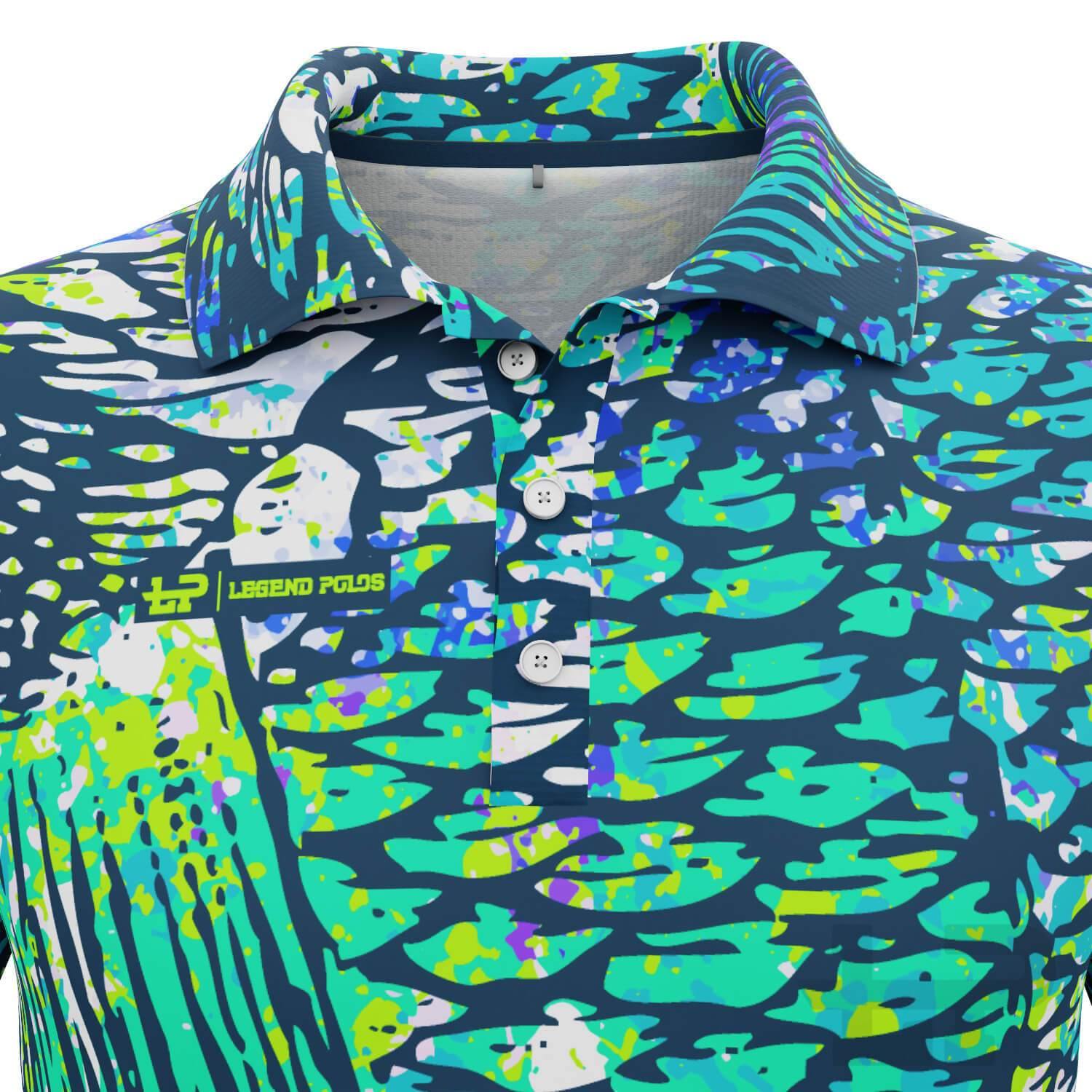 Men's Green Scales Long Sleeve Fishing Shirt - Legend Polos