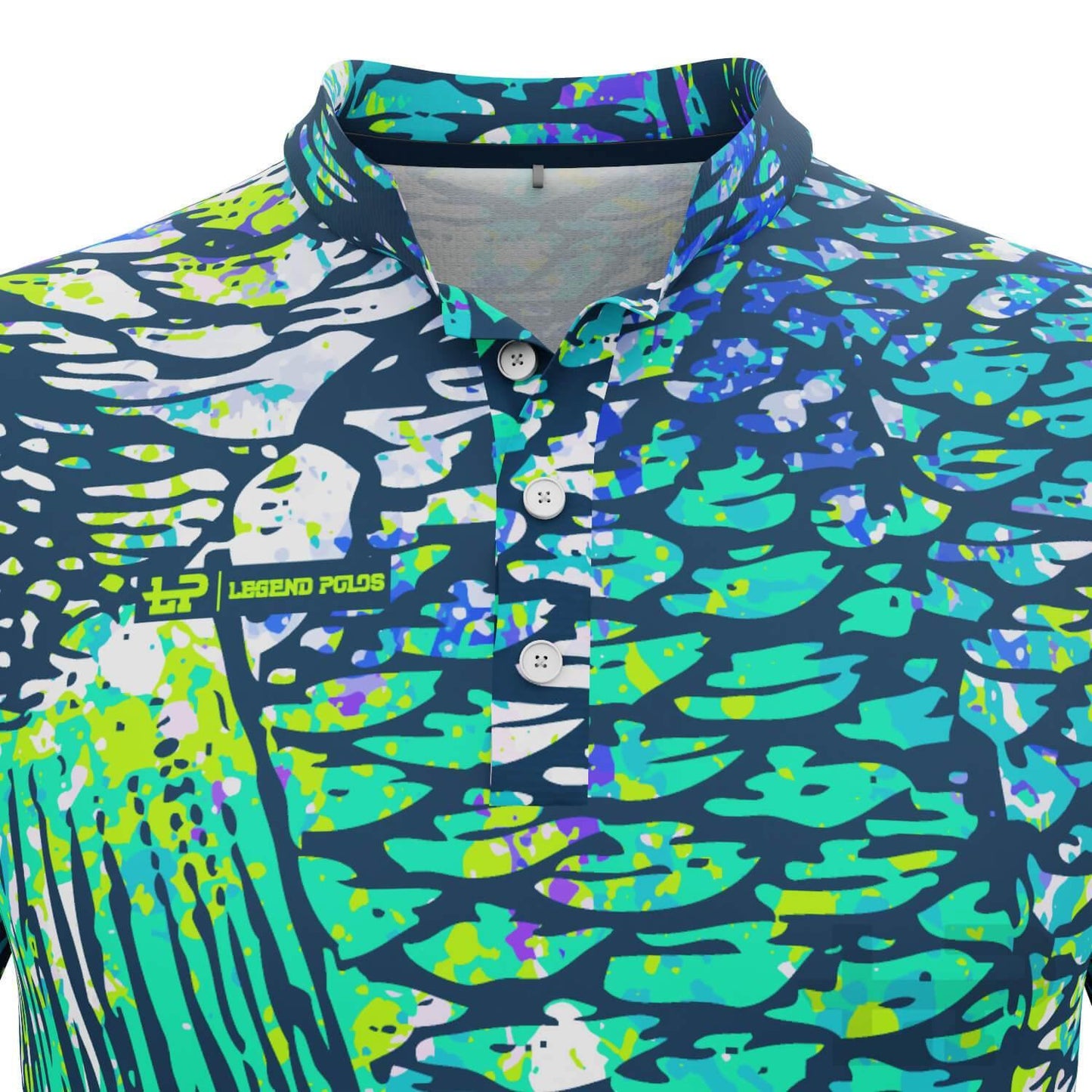 Men's Green Scales Long Sleeve Fishing Shirt - Legend Polos