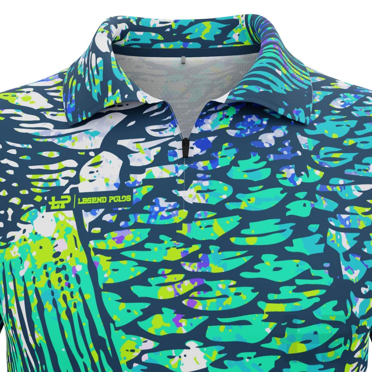 Men's Green Scales Long Sleeve Fishing Shirt - Legend Polos