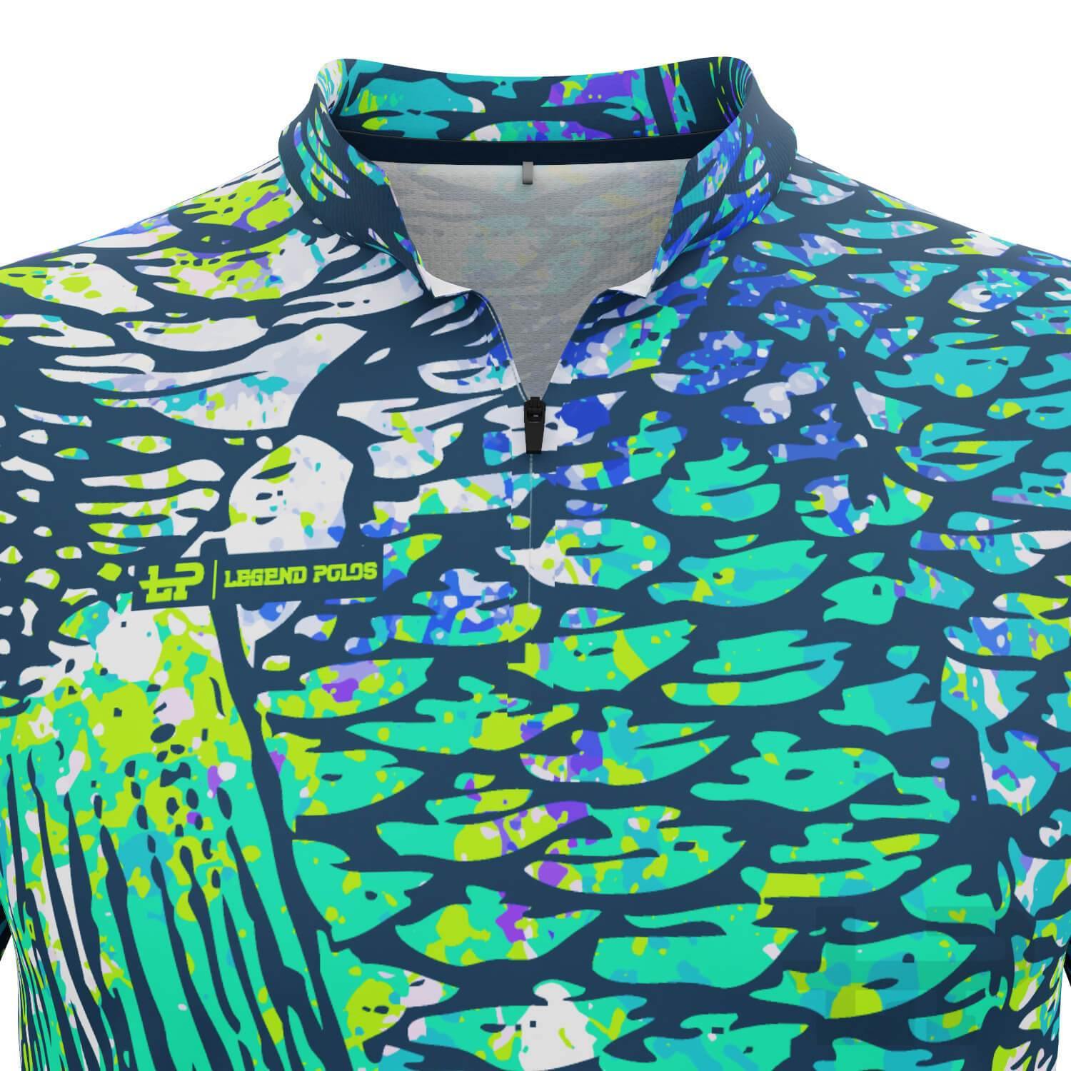 Men's Green Scales Long Sleeve Fishing Shirt - Legend Polos