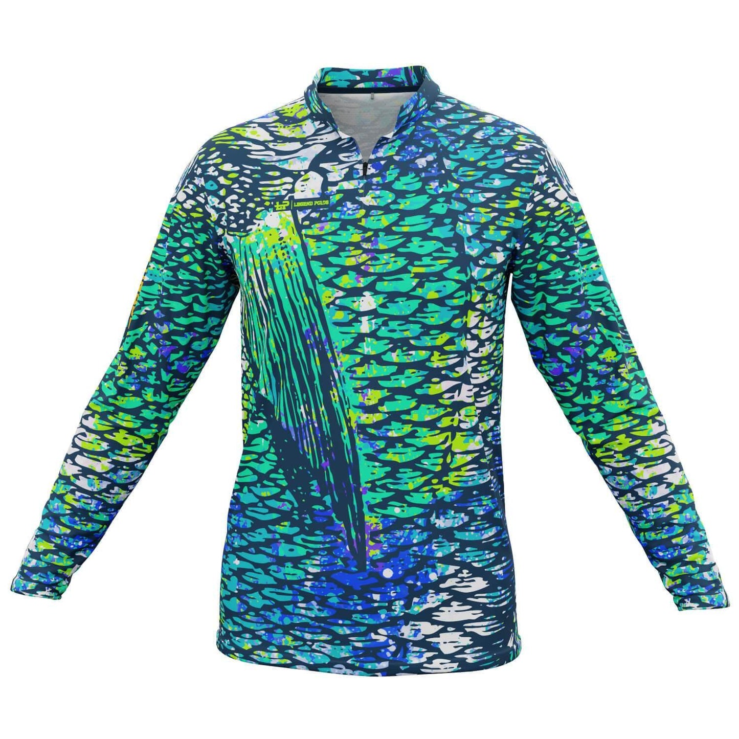 Men's Green Scales Long Sleeve Fishing Shirt - Legend Polos