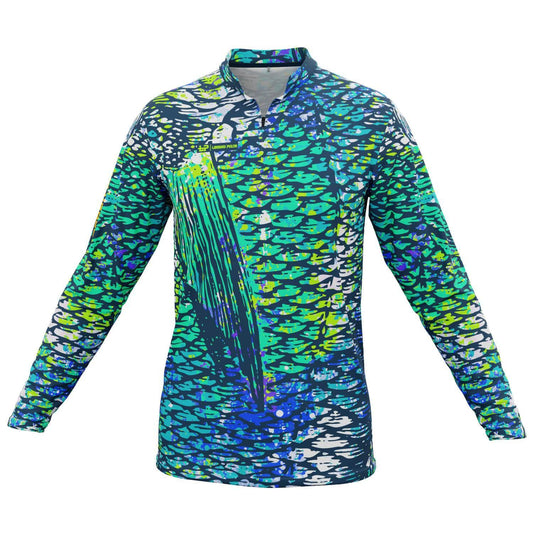 Men's Green Scales Long Sleeve Fishing Shirt - Legend Polos