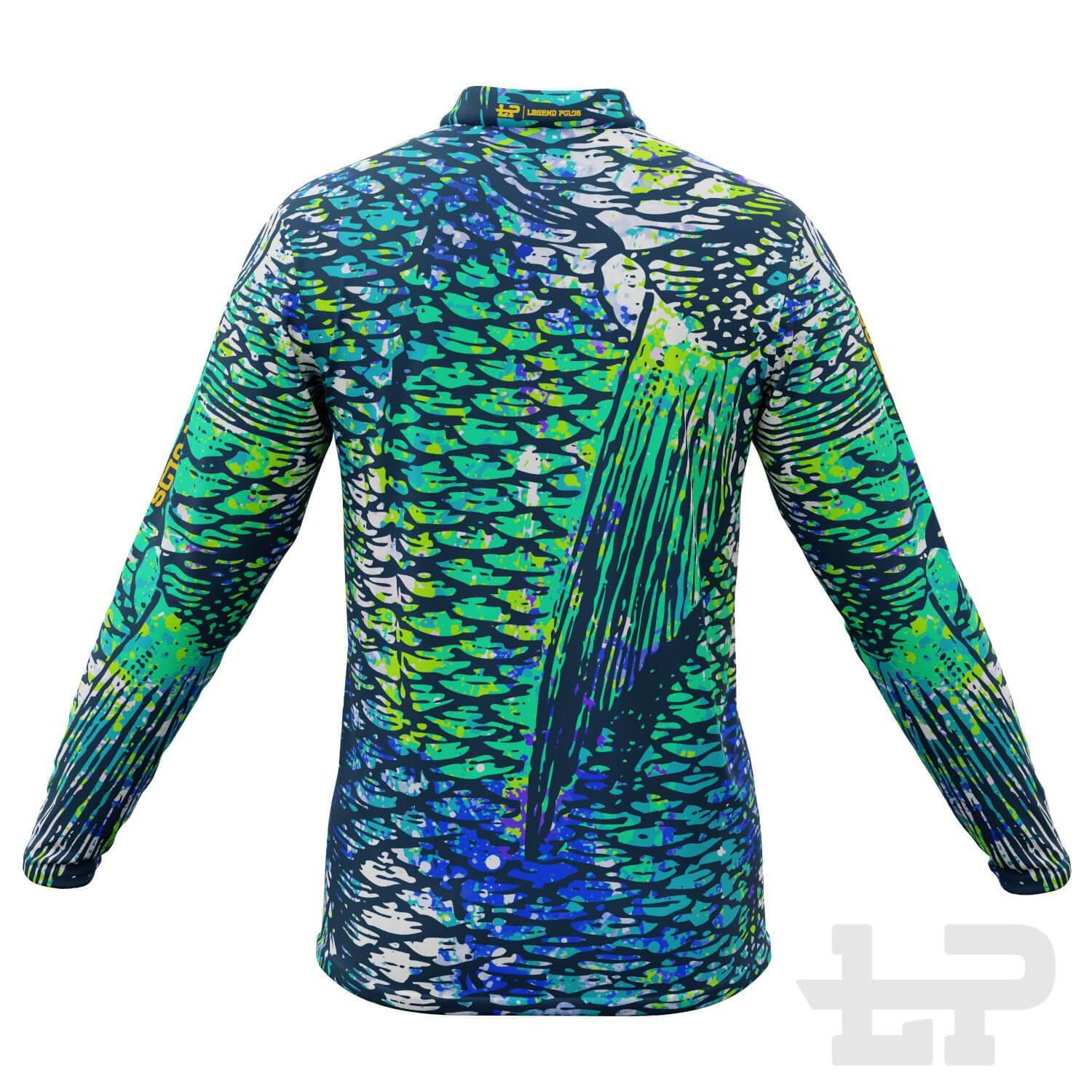 Men's Green Scales Long Sleeve Fishing Shirt - Legend Polos