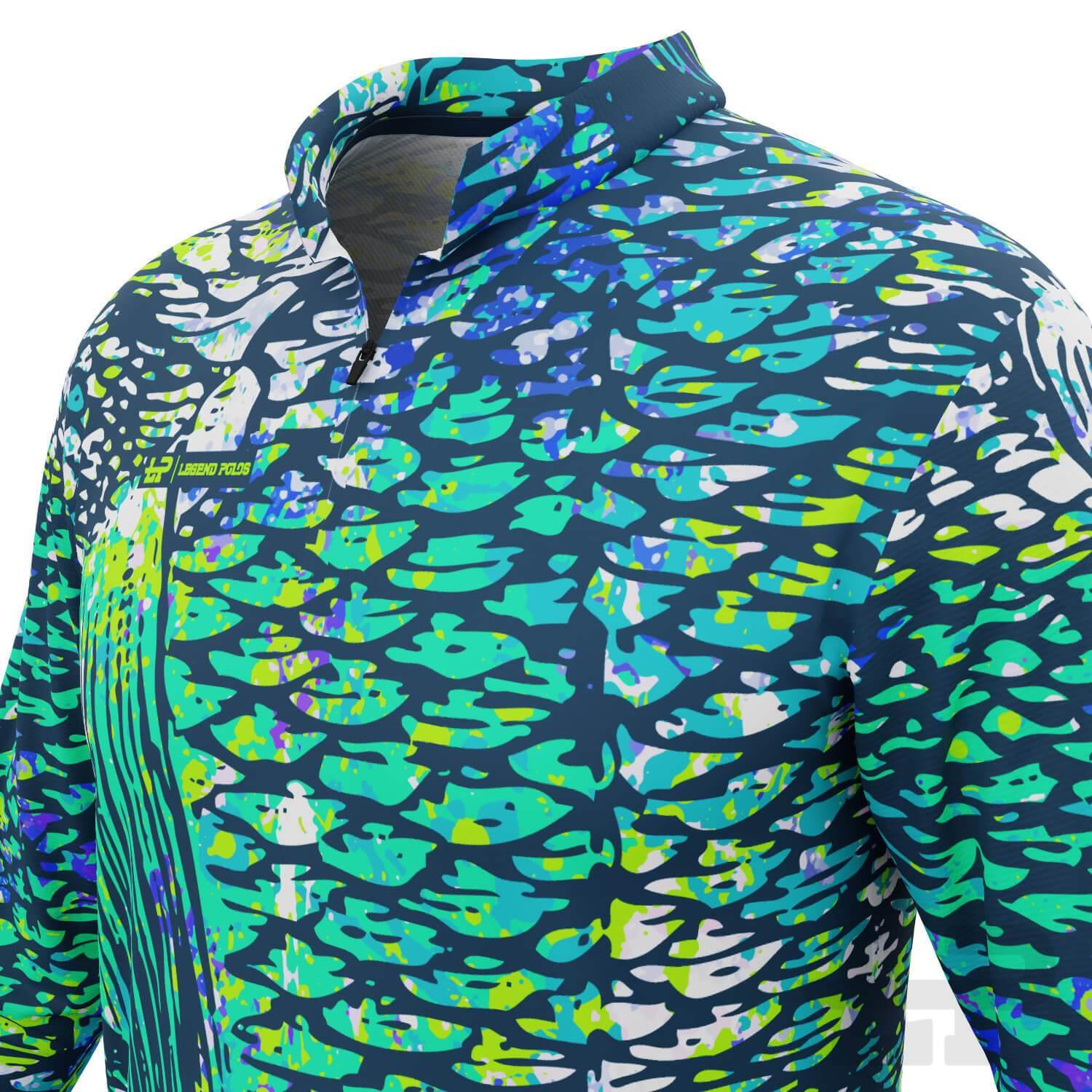Men's Green Scales Long Sleeve Fishing Shirt - Legend Polos