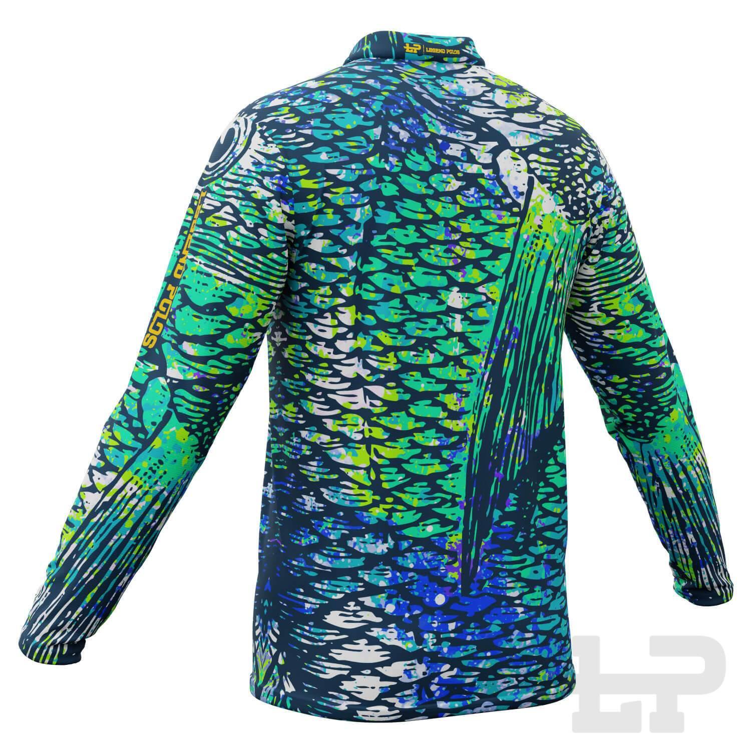 Men's Green Scales Long Sleeve Fishing Shirt - Legend Polos
