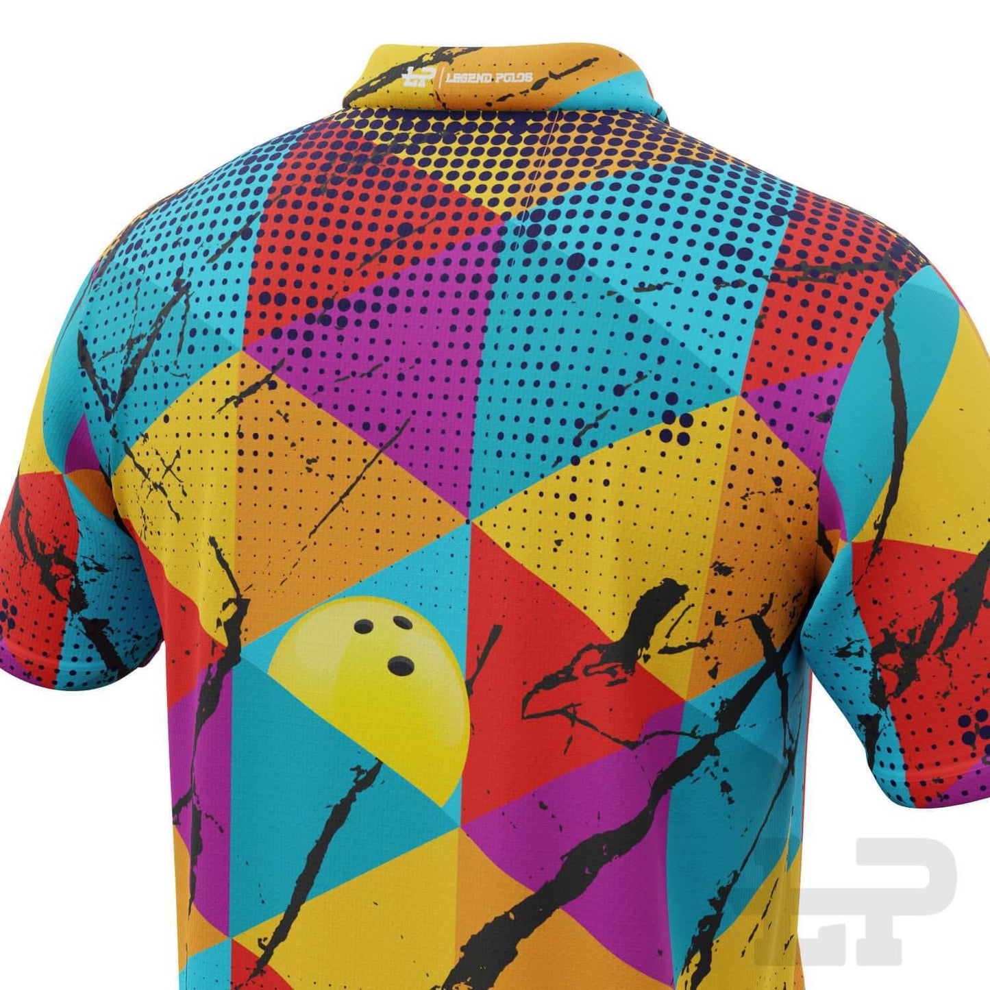 Men's Triangles Short Sleeve Tenpin Bowling Shirt - Legend Polos