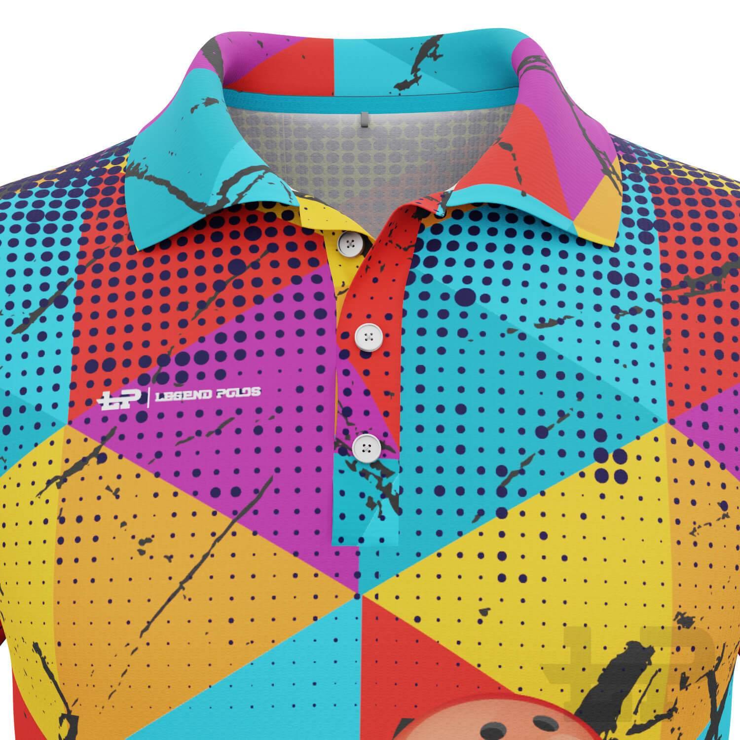 Men's Triangles Short Sleeve Tenpin Bowling Shirt - Legend Polos