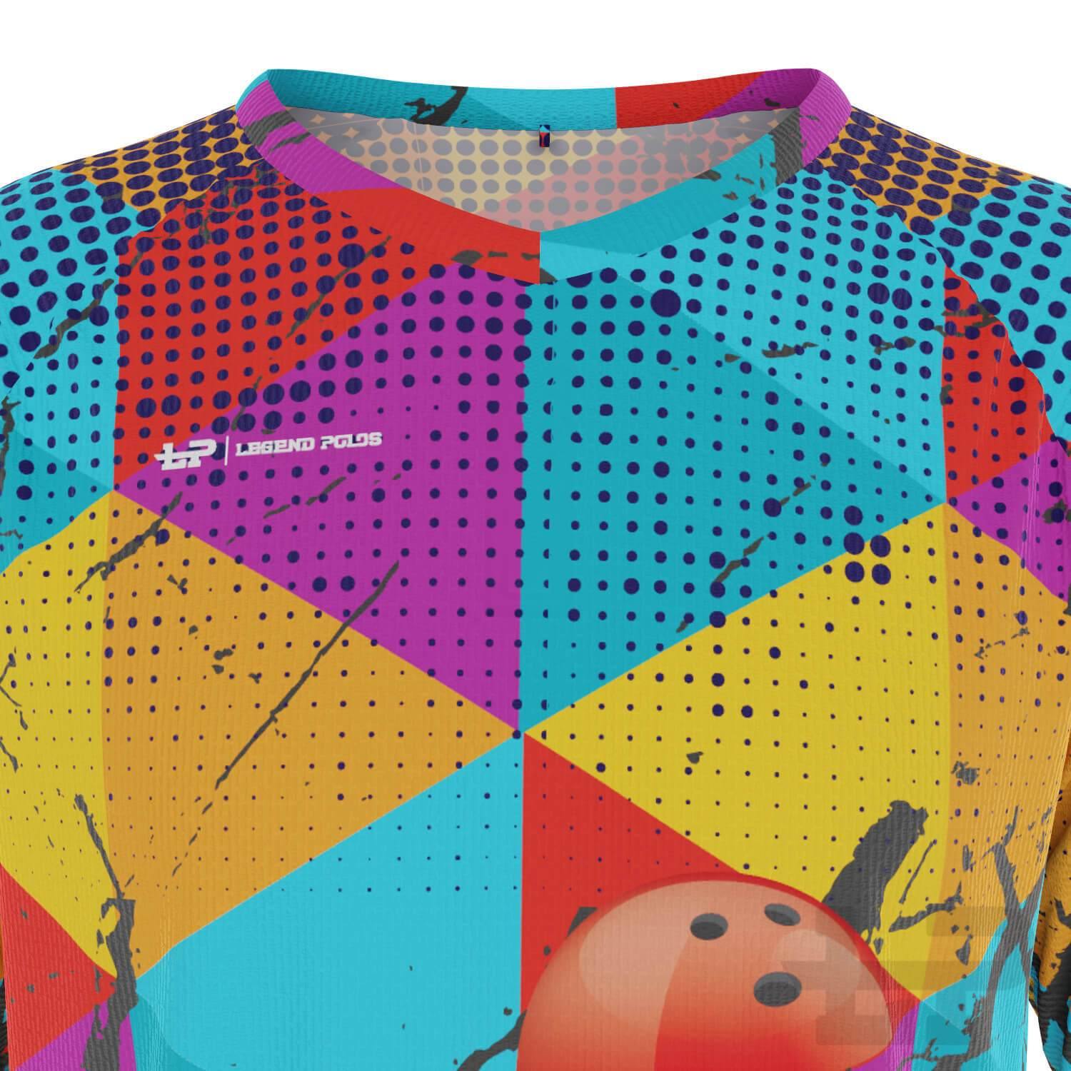 Men's Triangles Short Sleeve Tenpin Bowling Shirt - Legend Polos