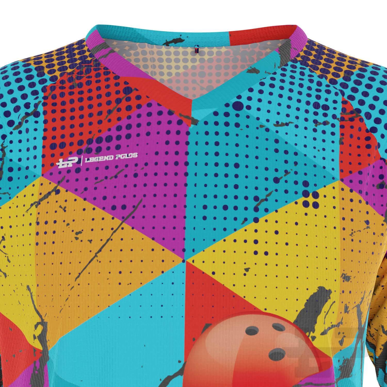 Men's Triangles Short Sleeve Tenpin Bowling Shirt - Legend Polos