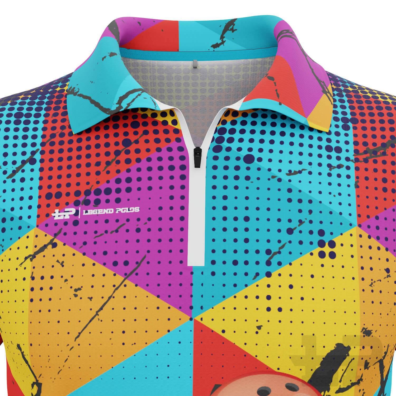Men's Triangles Short Sleeve Tenpin Bowling Shirt - Legend Polos