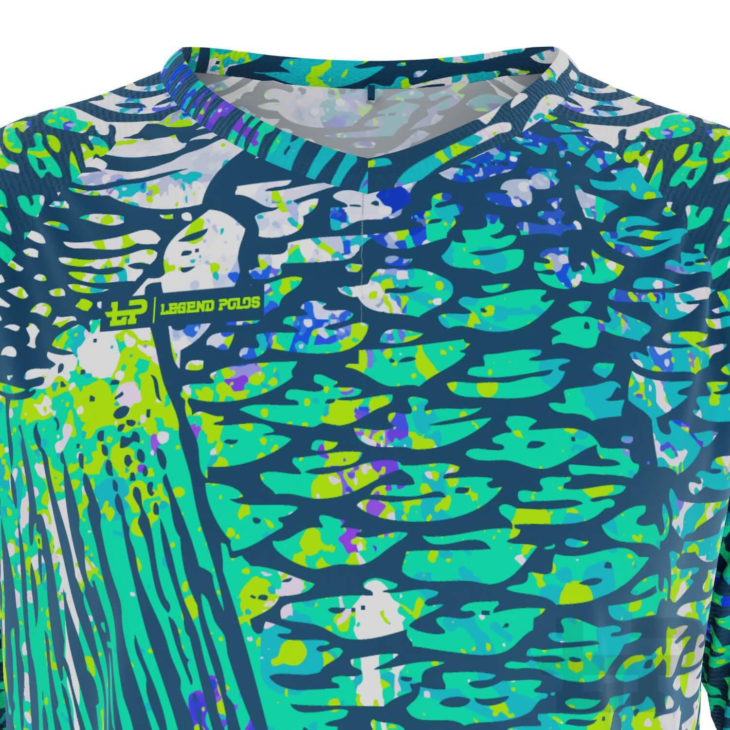 REEL LEGENDS Saltwater NWT Blue Green Fish Scale Print Fishing Shirt XL